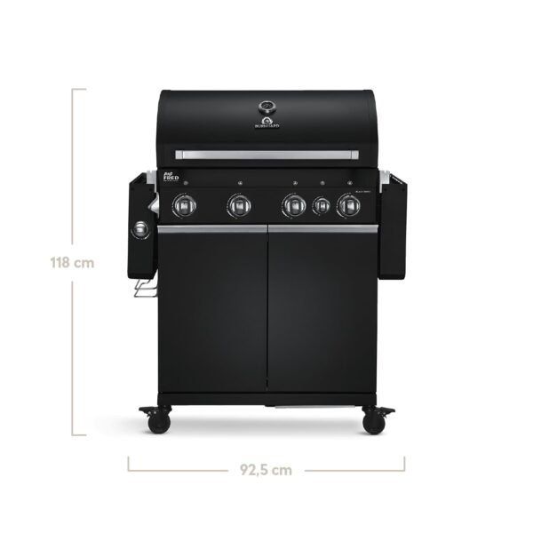 BURNHARD 4-Brenner Gasgrill Big FRED Deluxe BLACK Series 3 inkl. Backburner, 900°C Infrarot-Keramikbrenner, Seitenkochfeld, Gusseisen-Grillrost – Bild 8